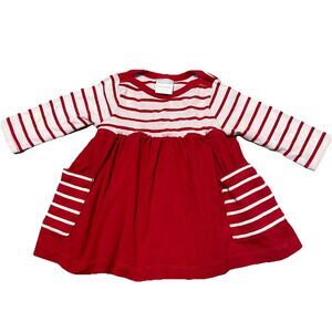 Hanna Andersson Baby Girl Dress Size 6-12 Months Organic Cotton Long Sleeve Red